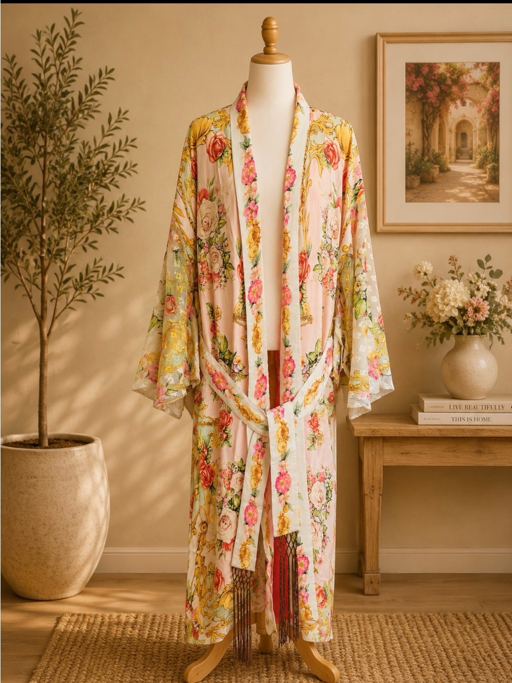 Atatta Birth of Venus Kimono in Pink and Yellow NWT